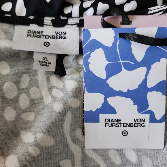 DVF Long Sleeve Midi Sea Spots Black Wrap Dress NWT Diane von Furstenberg - Picture 8 of 9